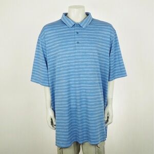 Reebok Golf Polo Shirt Mens 4XLT Heather Blue Striped Tech Performance Blend